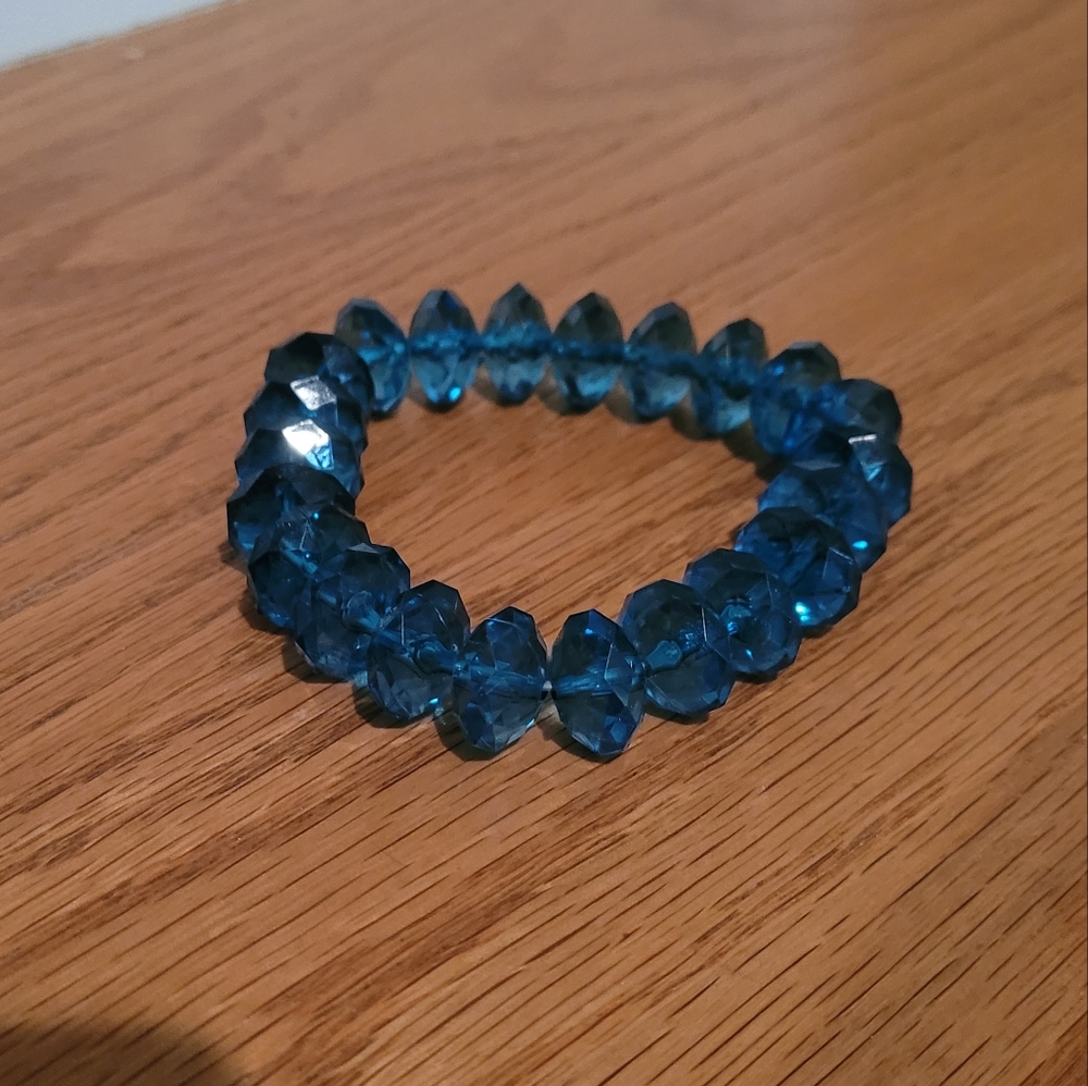 Blue Beaded Stretch Bracelet